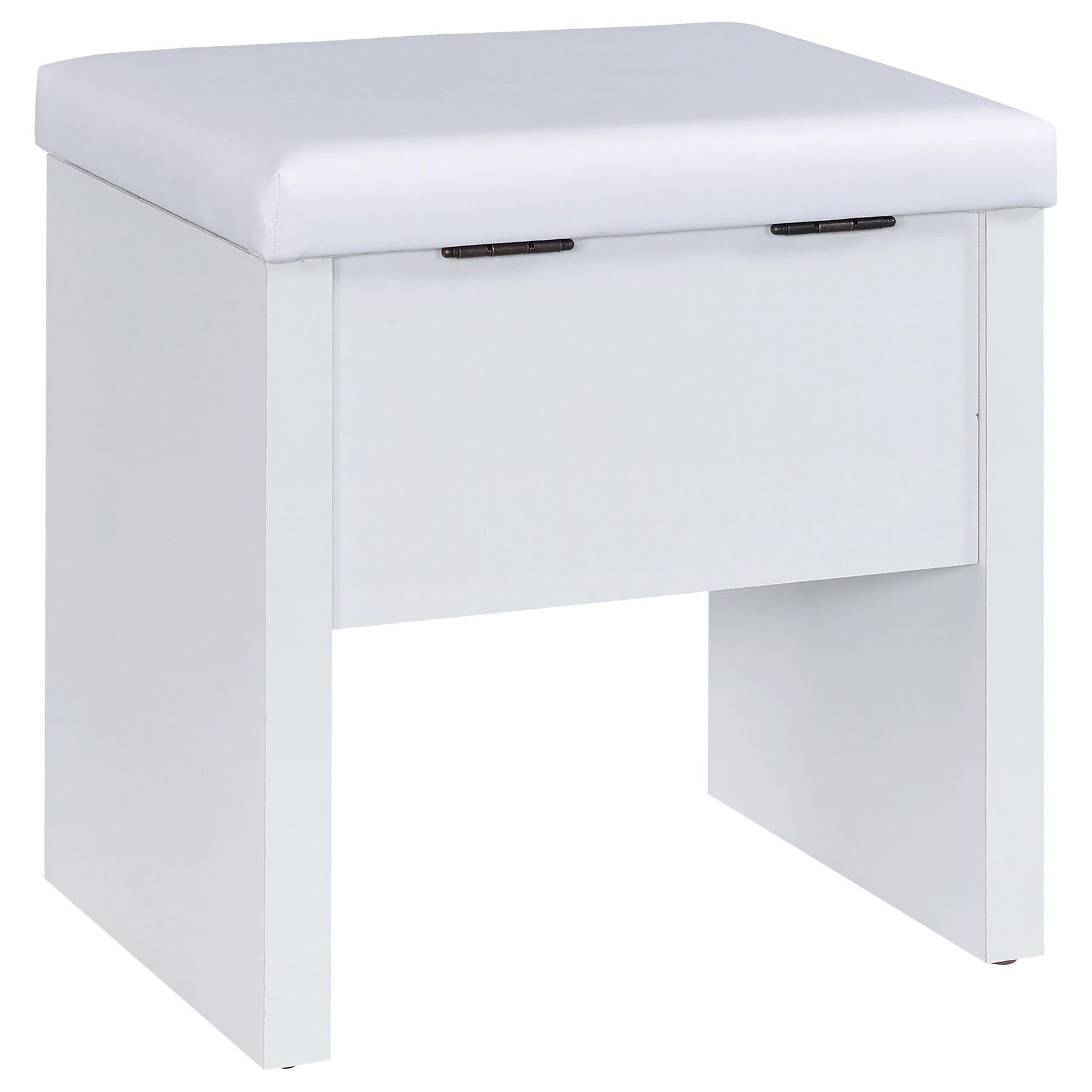 Bunbury Makeup Vanity Table Set Storage Mirror and Stool White - Tampa Furniture Outlet