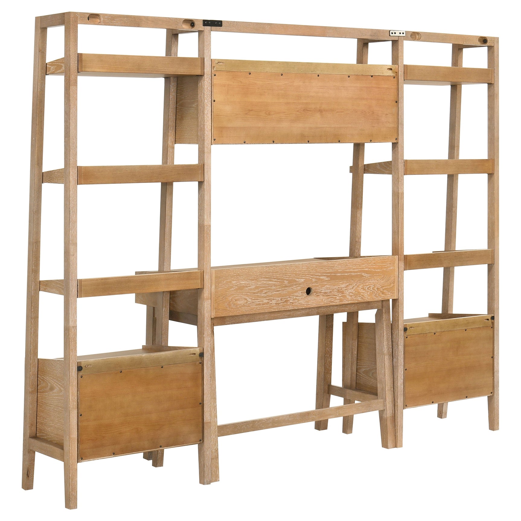 Fabian 4-piece Computer Desk and Bookshelf Set Distressed Light Brown - Tampa Furniture Outlet