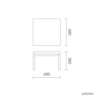 7022_RUSS_RATTAN COFFEE TABLE W/ALUM TUBE 68 x 68 x 38 (cm) - 2 BOXES