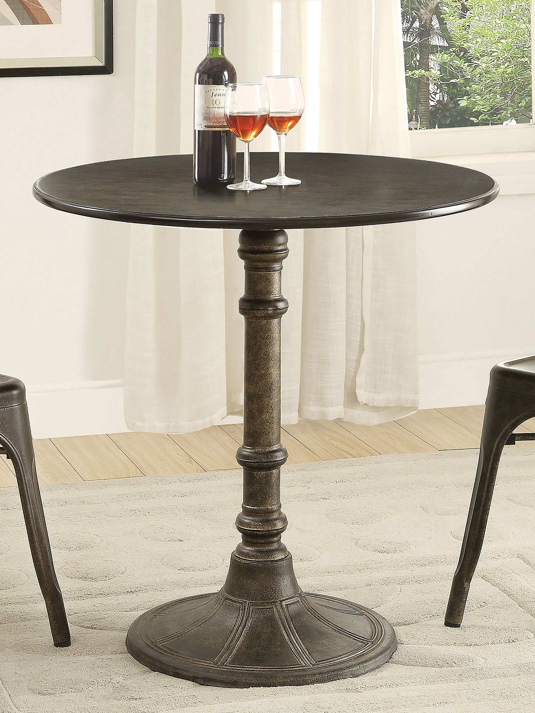 Oswego Round 30-inch Bistro Dining Table Bronze - Tampa Furniture Outlet
