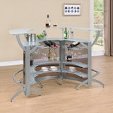 Dallas 3-piece Curved Freestanding Home Bar Cabinet Silver - Tampa Furniture Outlet