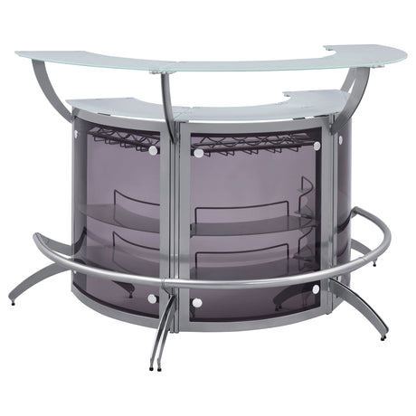 Dallas 3-piece Curved Freestanding Home Bar Cabinet Silver - Tampa Furniture Outlet