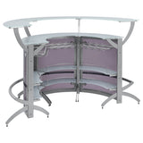 Dallas 3-piece Curved Freestanding Home Bar Cabinet Silver - Tampa Furniture Outlet