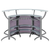 Dallas 3-piece Curved Freestanding Home Bar Cabinet Silver - Tampa Furniture Outlet