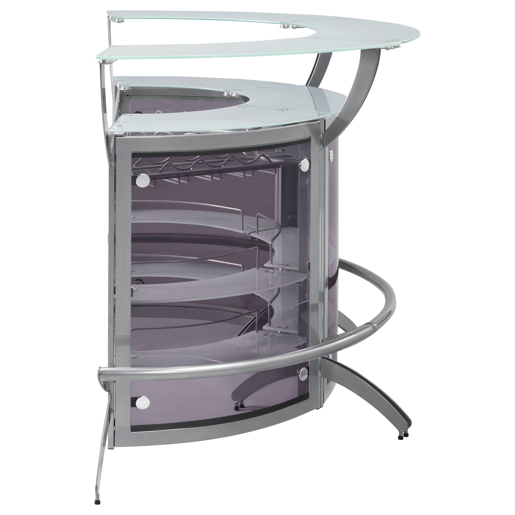 Dallas 3-piece Curved Freestanding Home Bar Cabinet Silver - Tampa Furniture Outlet