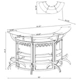 Dallas 3-piece Curved Freestanding Home Bar Cabinet Silver - Tampa Furniture Outlet
