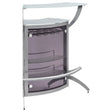 Tampa Furniture Outlet - Coaster - Dallas 2-shelf Curved Freestanding Home Bar Cabinet Silver - 100135