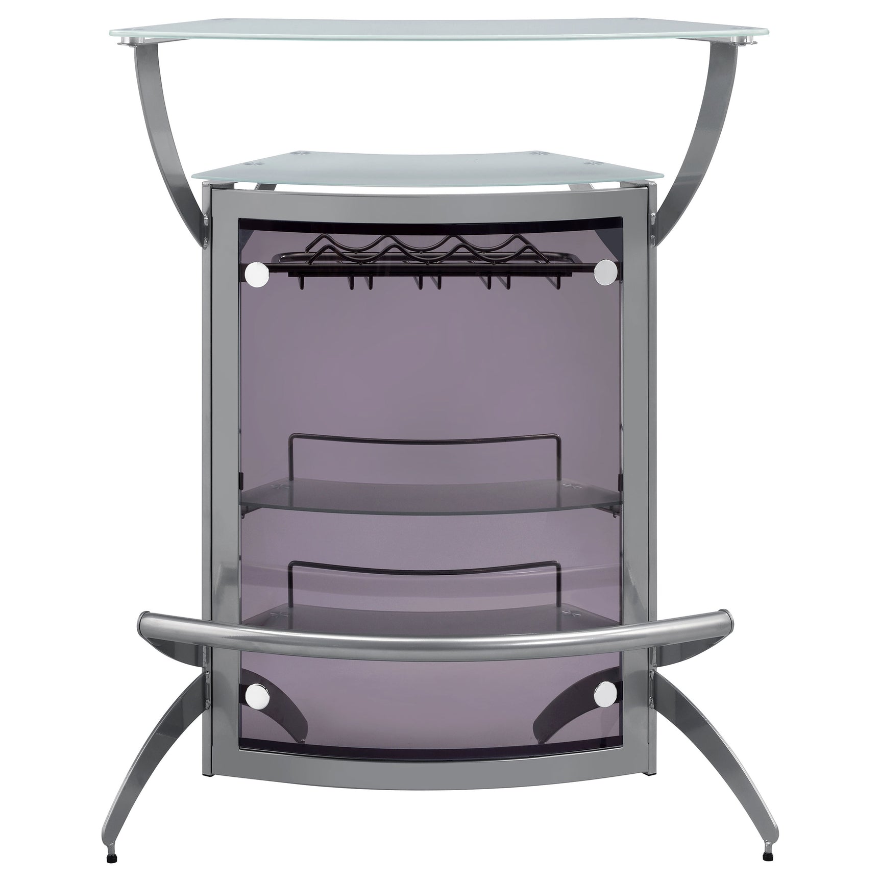 Dallas 2-shelf Curved Freestanding Home Bar Cabinet Silver - Tampa Furniture Outlet