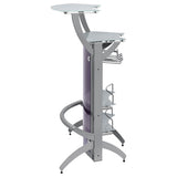 Dallas 2-shelf Curved Freestanding Home Bar Cabinet Silver - Tampa Furniture Outlet