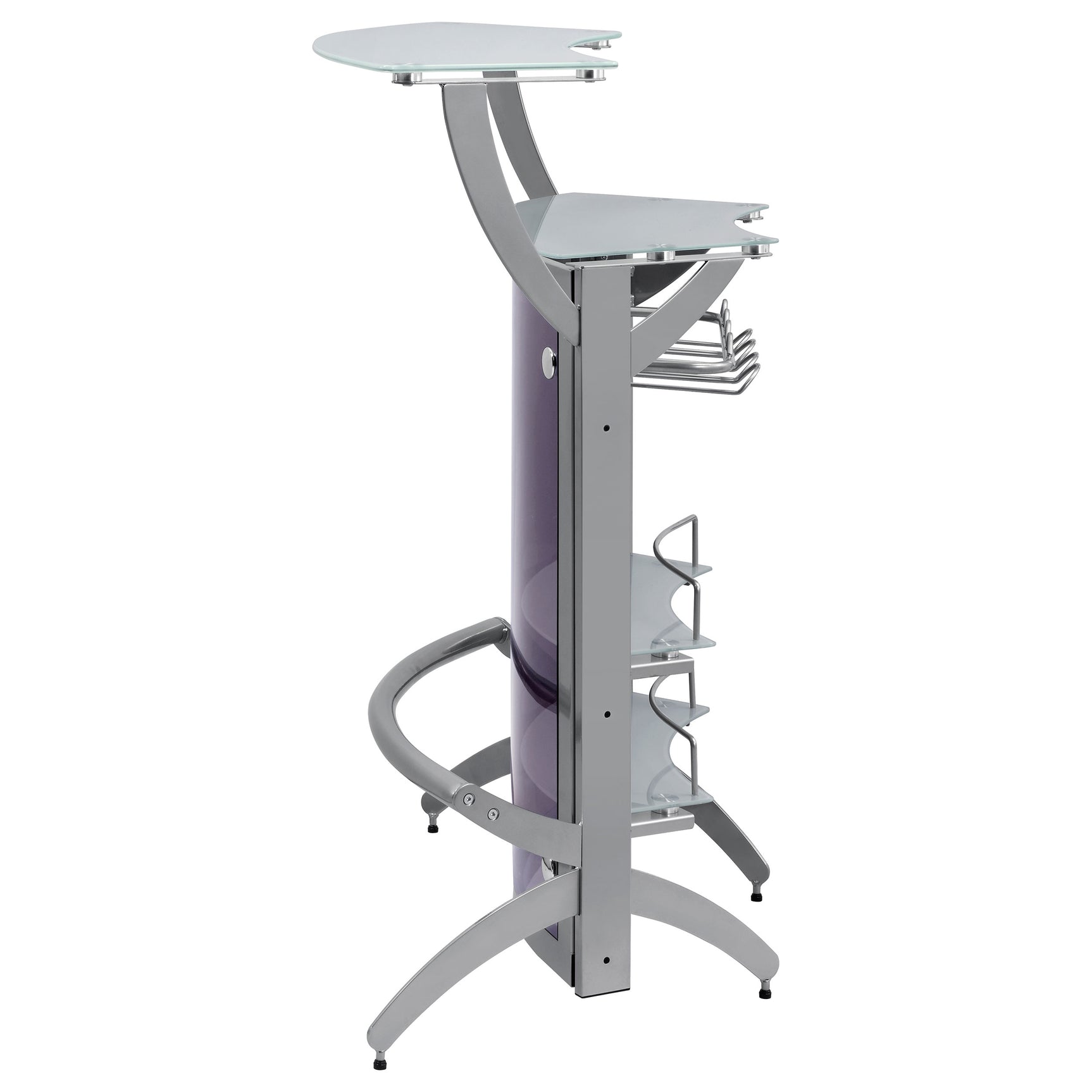 Dallas 2-shelf Curved Freestanding Home Bar Cabinet Silver - Tampa Furniture Outlet