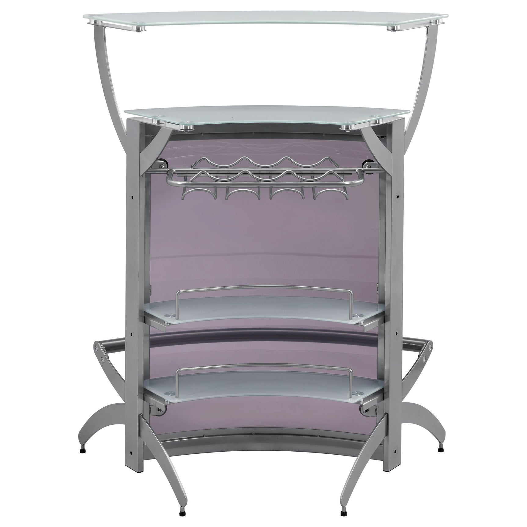 Dallas 2-shelf Curved Freestanding Home Bar Cabinet Silver - Tampa Furniture Outlet