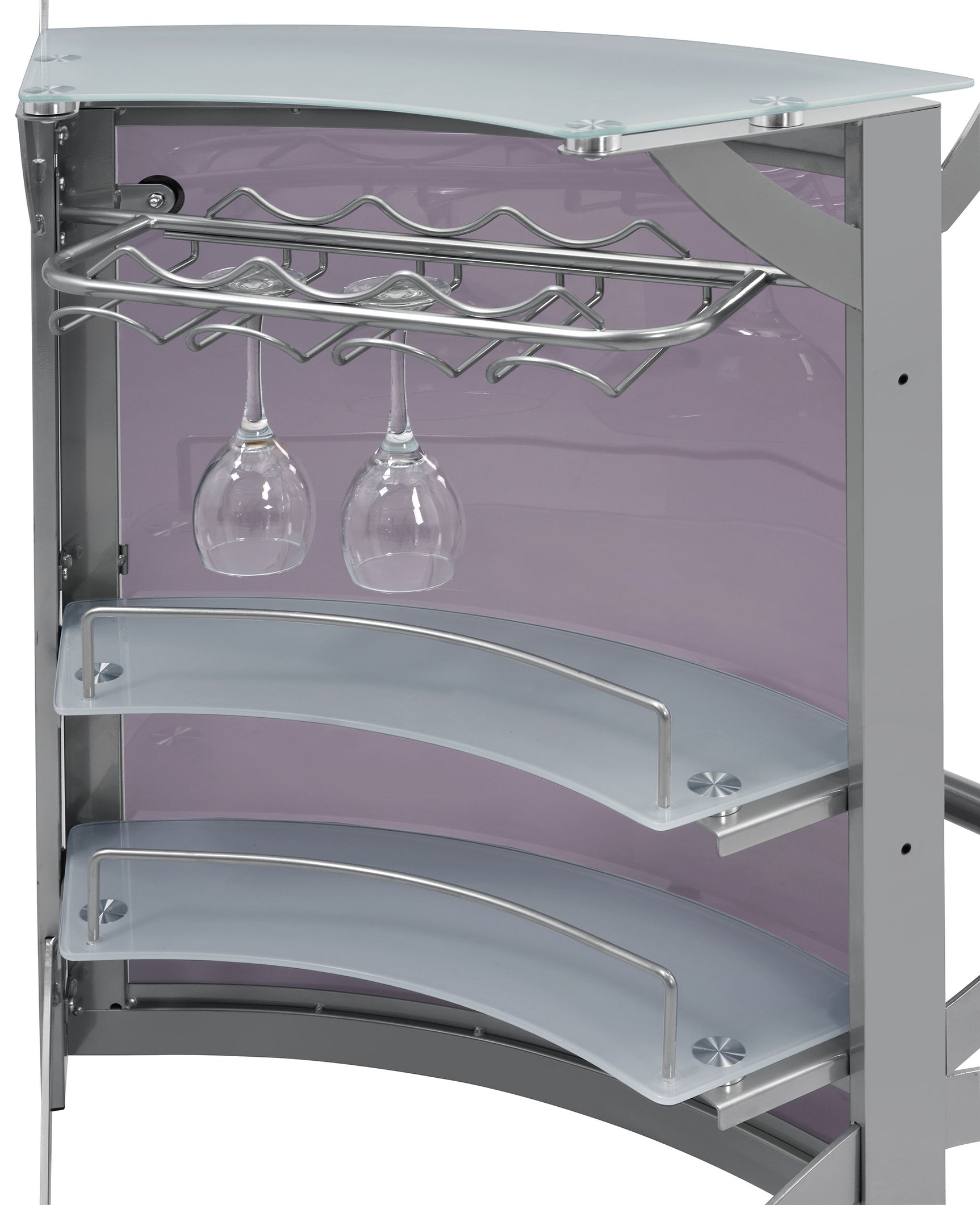 Dallas 2-shelf Curved Freestanding Home Bar Cabinet Silver - Tampa Furniture Outlet