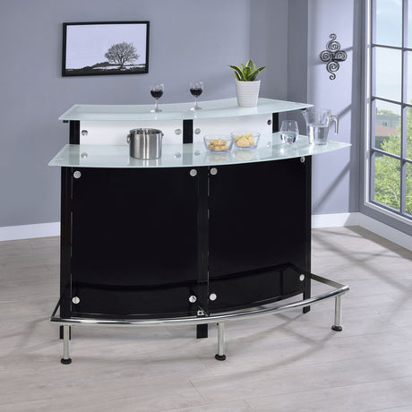 Keystone Curved Glass Top Home Bar Wine Cabinet Black - Tampa Furniture Outlet
