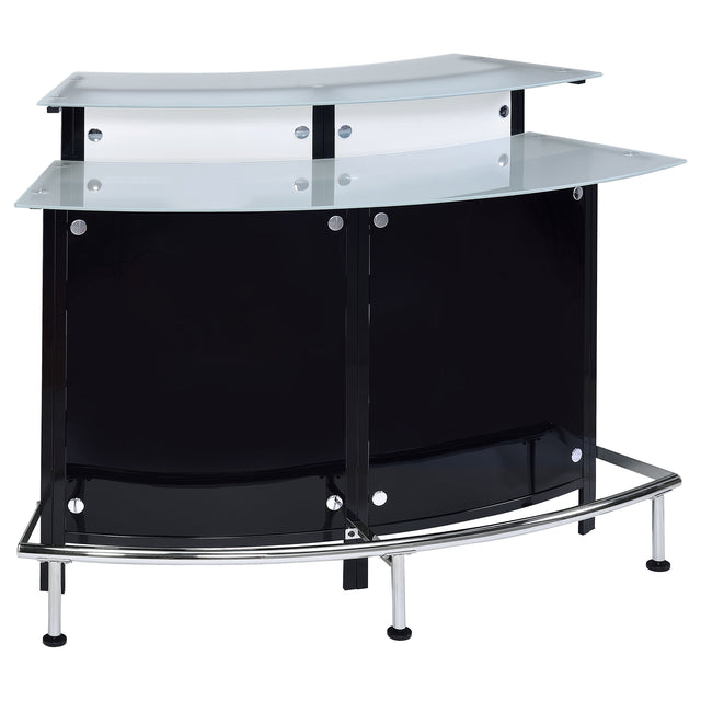 Tampa Furniture Outlet - Coaster - Keystone Curved Glass Top Home Bar Wine Cabinet Black - 100139