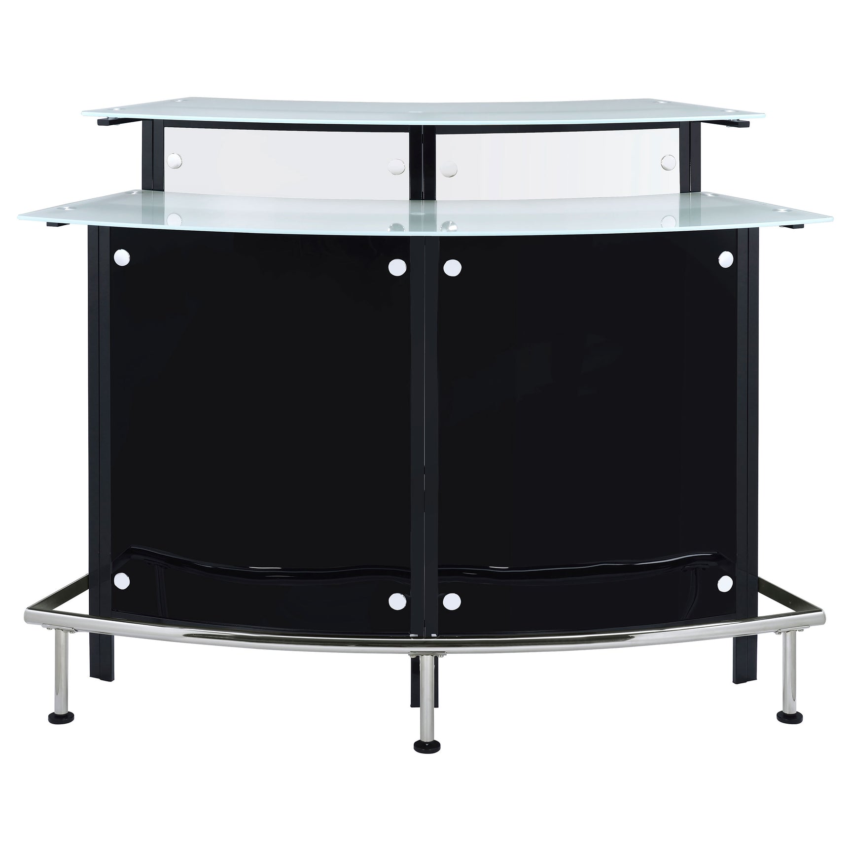 Keystone Curved Glass Top Home Bar Wine Cabinet Black - Tampa Furniture Outlet