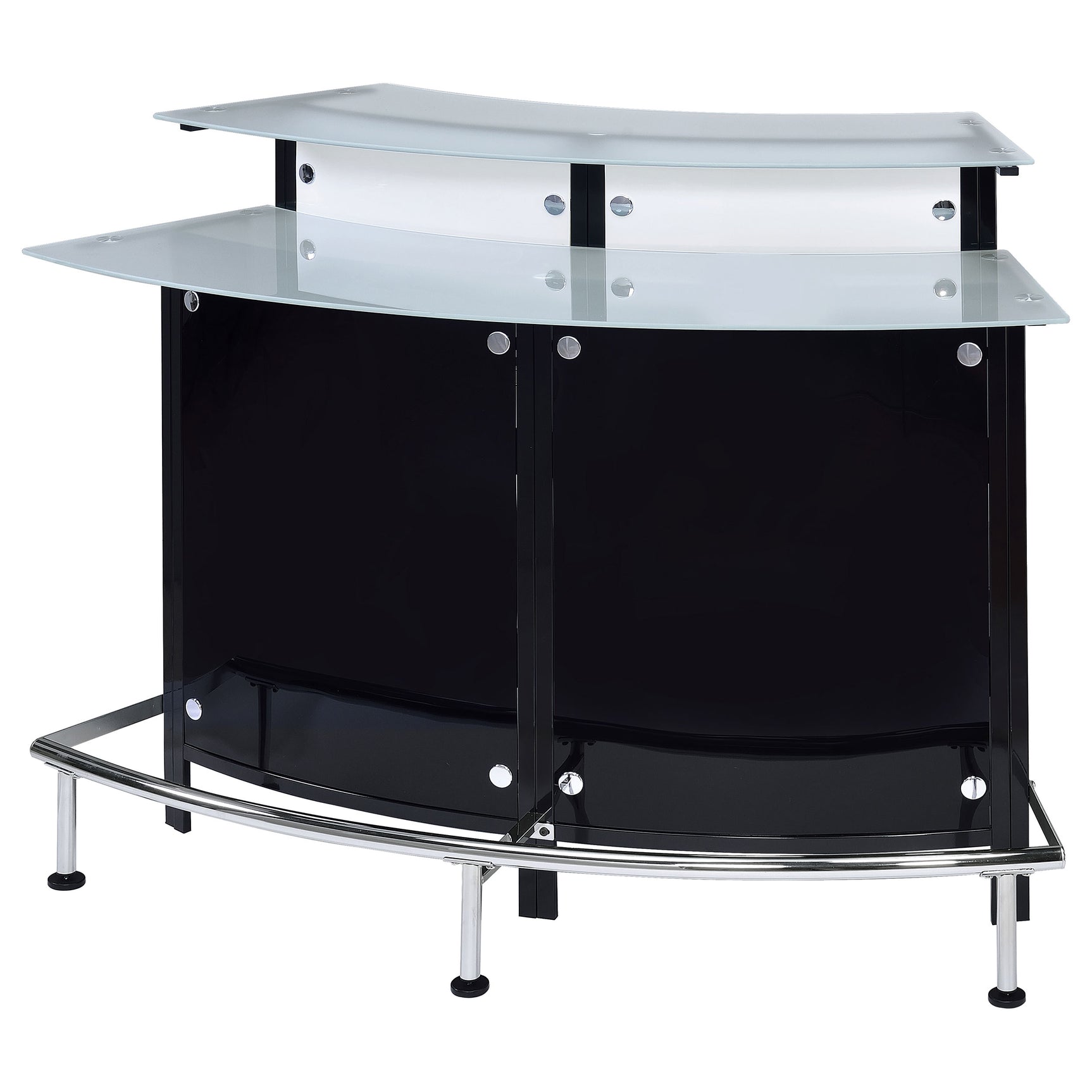 Keystone Curved Glass Top Home Bar Wine Cabinet Black - Tampa Furniture Outlet