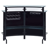 Keystone Curved Glass Top Home Bar Wine Cabinet Black - Tampa Furniture Outlet