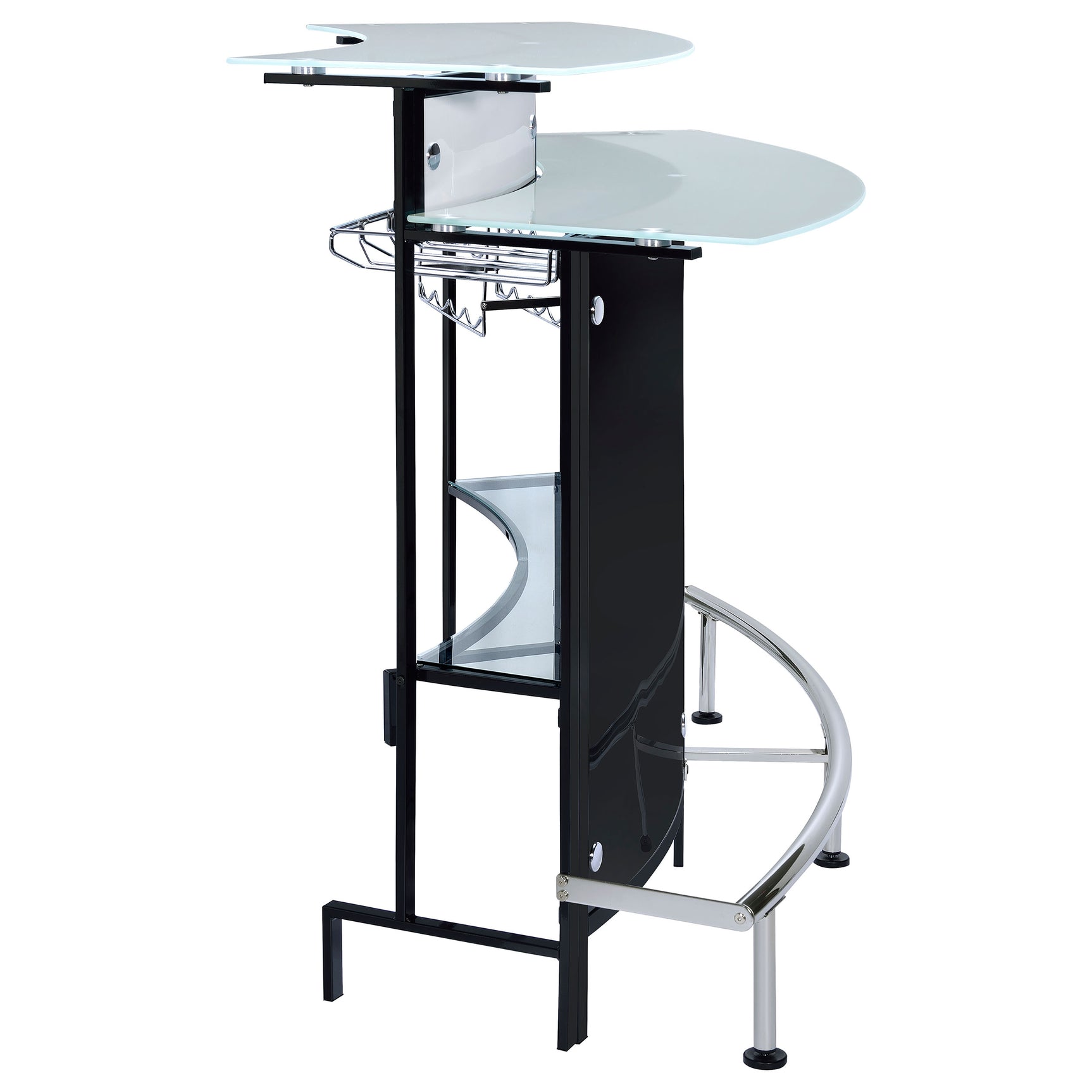 Keystone Curved Glass Top Home Bar Wine Cabinet Black - Tampa Furniture Outlet