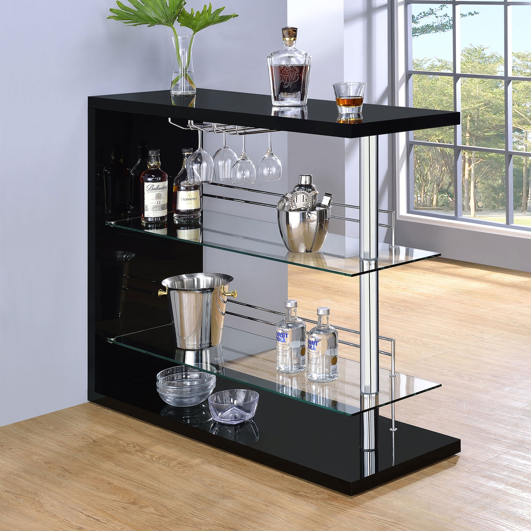 Prescott Rectangular Home Wine Table Black High Gloss - Tampa Furniture Outlet