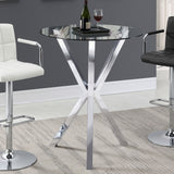 Denali Round 35-inch Glass Top Bistro Bar Table Chrome - Tampa Furniture Outlet