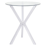 Tampa Furniture Outlet - Coaster - Denali Round 35-inch Glass Top Bistro Bar Table Chrome - 100186