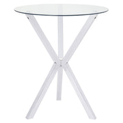 Tampa Furniture Outlet - Coaster - Denali Round 35-inch Glass Top Bistro Bar Table Chrome - 100186