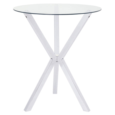 Tampa Furniture Outlet - Coaster - Denali Round 35-inch Glass Top Bistro Bar Table Chrome - 100186
