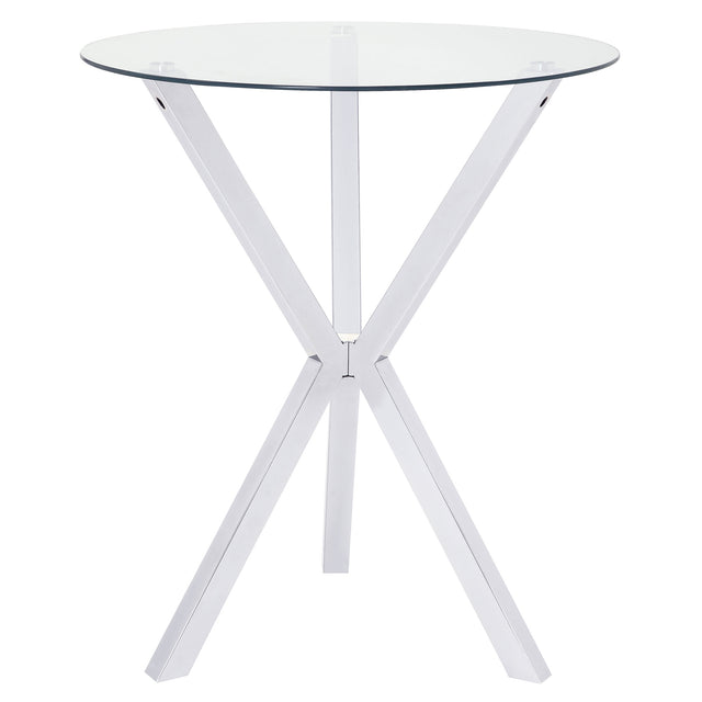 Tampa Furniture Outlet - Coaster - Denali Round 35-inch Glass Top Bistro Bar Table Chrome - 100186
