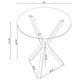 Denali Round 35-inch Glass Top Bistro Bar Table Chrome - Tampa Furniture Outlet