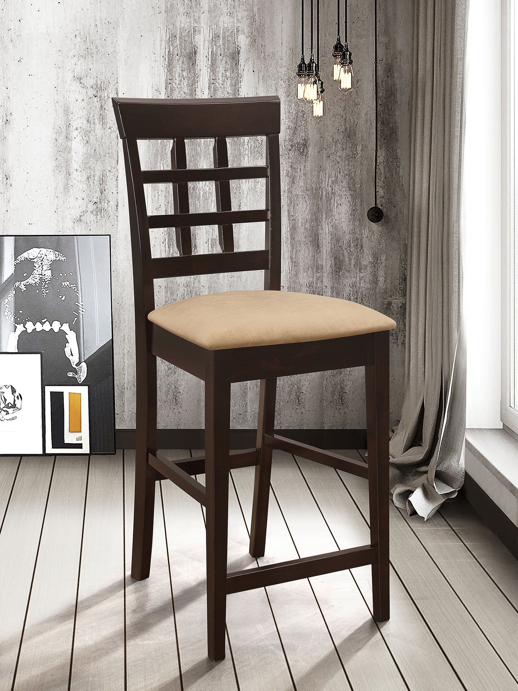 Gabriel Lattice Back Counter Chair Cappuccino (Set of 2) - Tampa Furniture Outlet