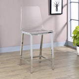 Juelia Clear Acrylic Counter Chair Chrome (Set of 2) - Tampa Furniture Outlet