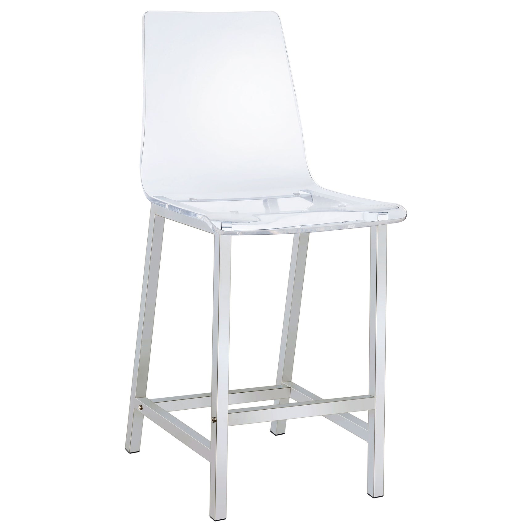 Juelia Clear Acrylic Counter Chair Chrome (Set of 2) - Tampa Furniture Outlet