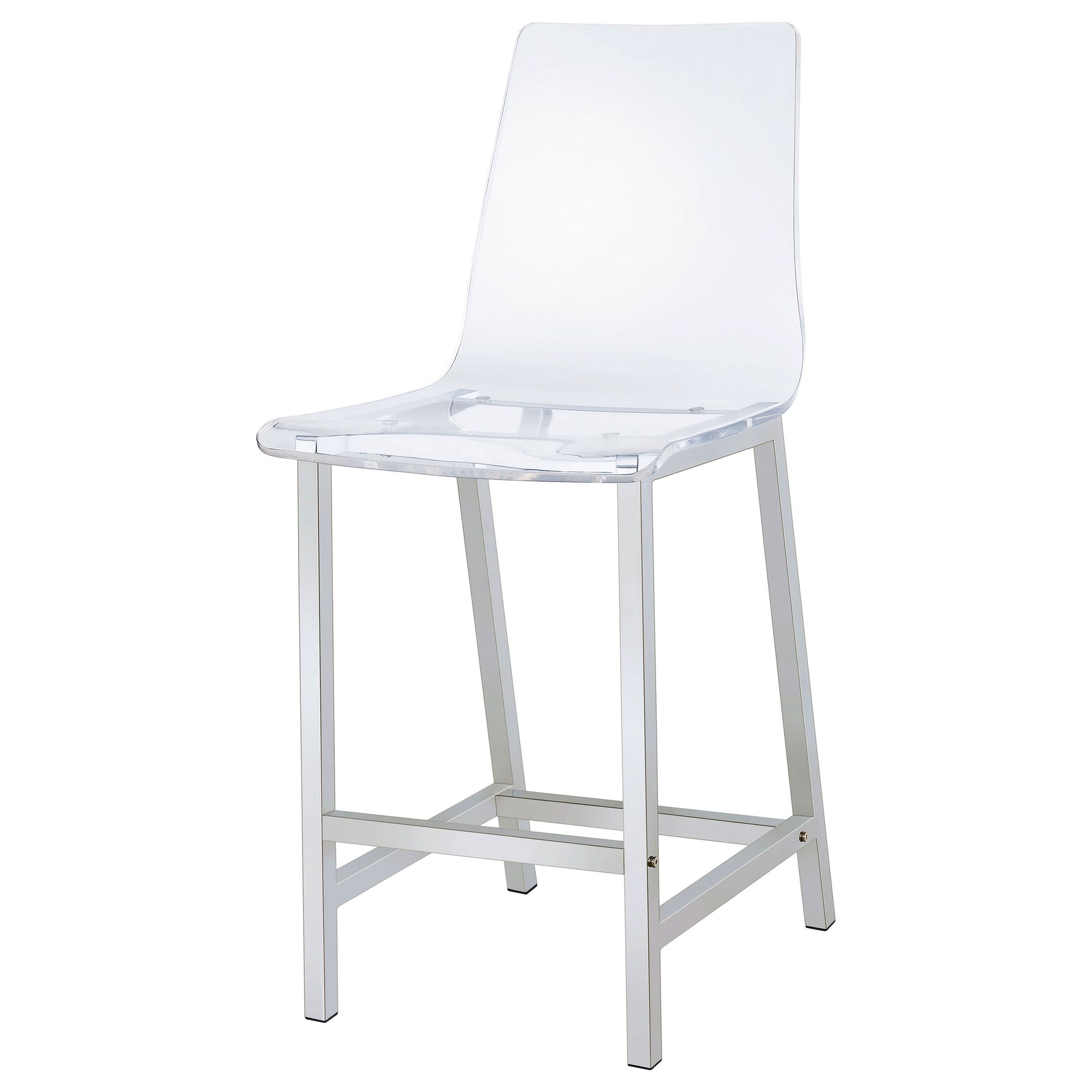 Juelia Clear Acrylic Counter Chair Chrome (Set of 2) - Tampa Furniture Outlet