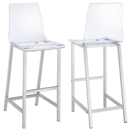Tampa Furniture Outlet - Coaster - Juelia Clear Acrylic Bar Chair Chrome (Set of 2) - 100295