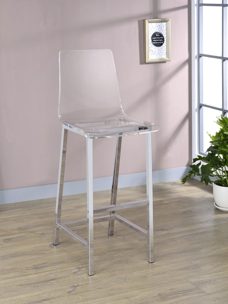 Juelia Clear Acrylic Bar Chair Chrome (Set of 2) - Tampa Furniture Outlet
