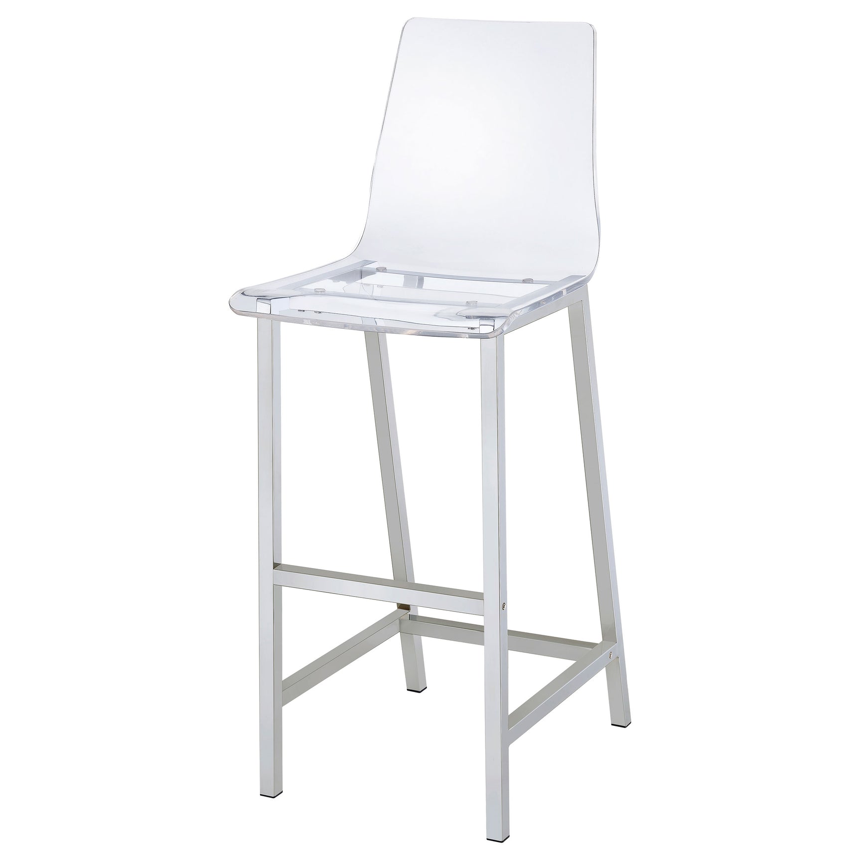 Juelia Clear Acrylic Bar Chair Chrome (Set of 2) - Tampa Furniture Outlet