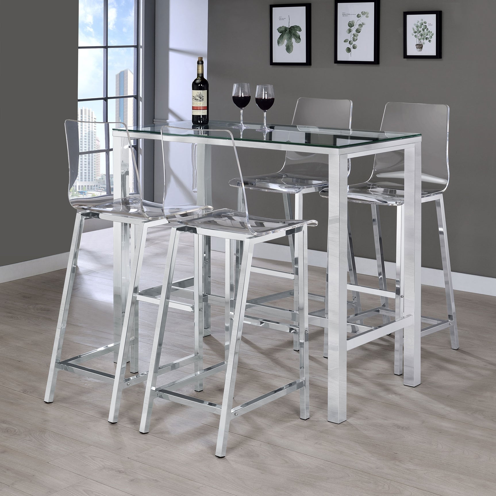 Juelia Clear Acrylic Bar Chair Chrome (Set of 2) - Tampa Furniture Outlet
