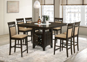 Tampa Furniture Outlet - Coaster - Gabriel 7-piece Square Counter Height Dining Set Cappuccino - 100438-S7A