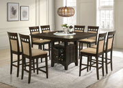 Tampa Furniture Outlet - Coaster - Gabriel 9-piece Square Counter Height Dining Set Cappuccino - 100438-S9A