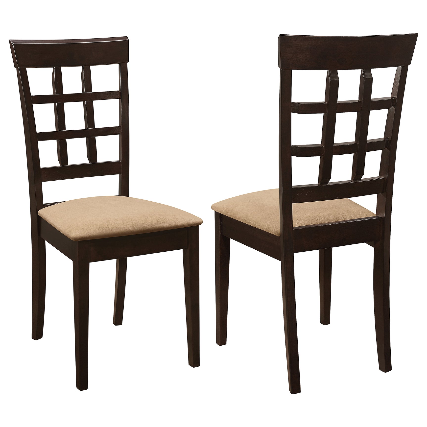Tampa Furniture Outlet - Coaster - Gabriel Lattice Back Dining Side Chair Cappuccino (Set of 2) - 100772