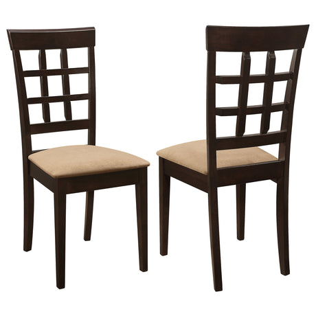 Tampa Furniture Outlet - Coaster - Gabriel Lattice Back Dining Side Chair Cappuccino (Set of 2) - 100772