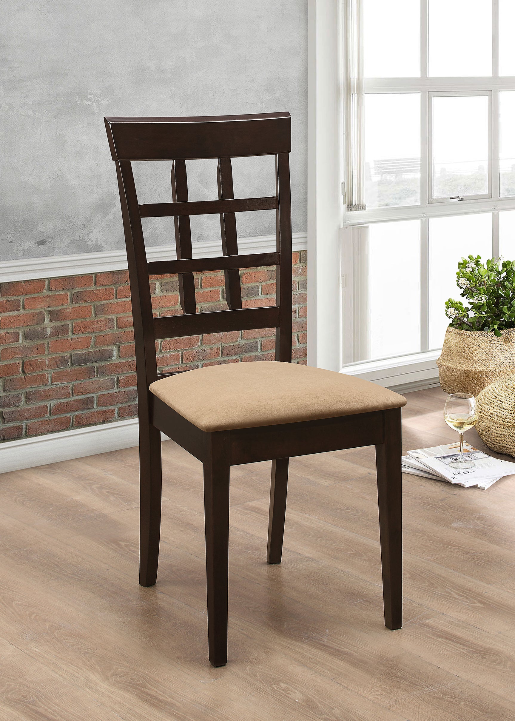 Gabriel Lattice Back Dining Side Chair Cappuccino (Set of 2) - Tampa Furniture Outlet