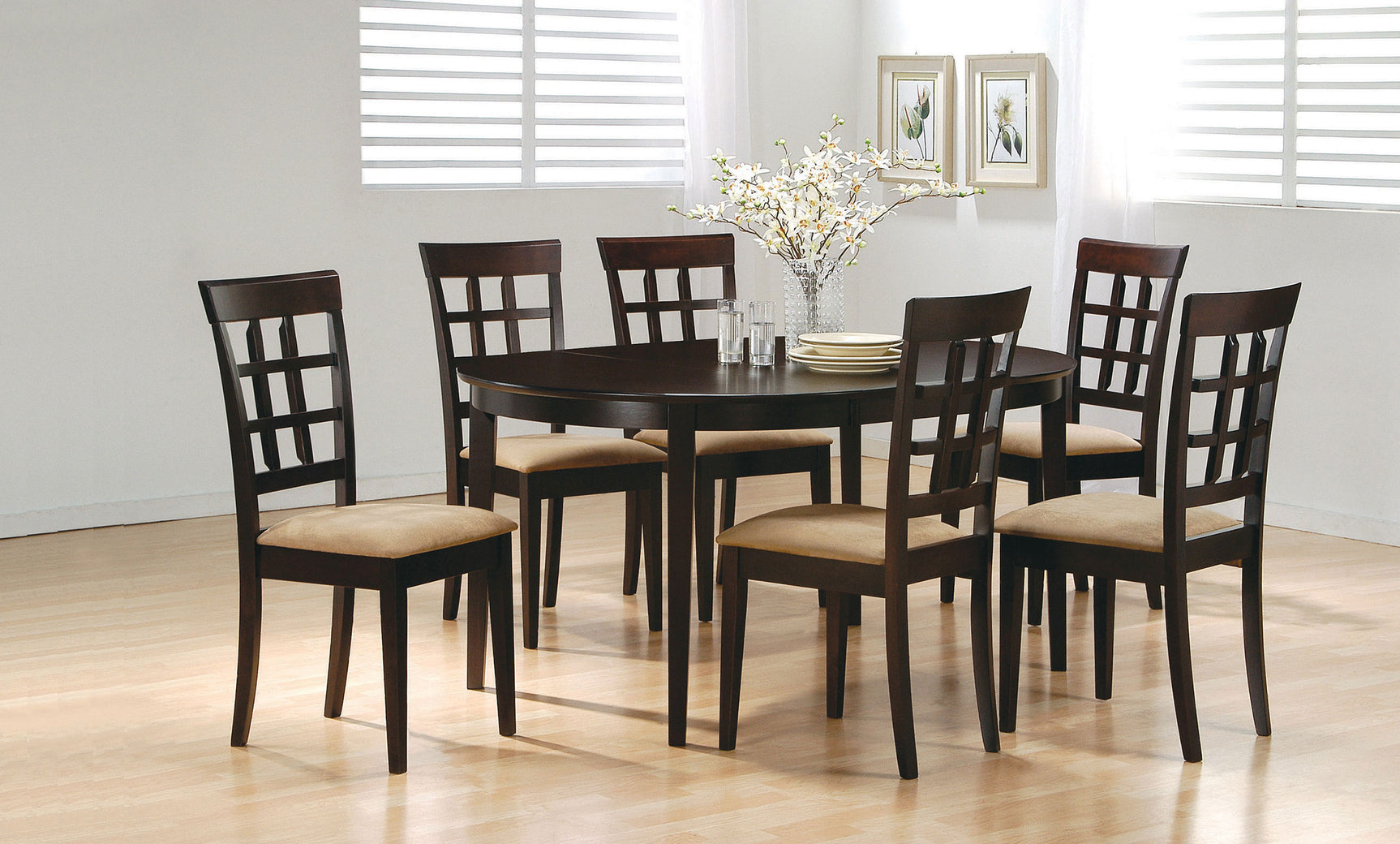 Gabriel Lattice Back Dining Side Chair Cappuccino (Set of 2) - Tampa Furniture Outlet