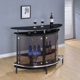 Amarillo Freestanding Glass Top Home Bar Wine Cabinet Black - Tampa Furniture Outlet
