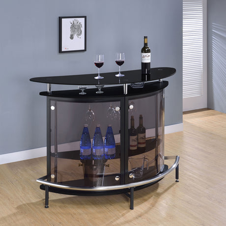 Amarillo Freestanding Glass Top Home Bar Wine Cabinet Black - Tampa Furniture Outlet