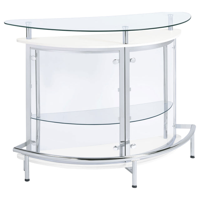 Tampa Furniture Outlet - Coaster - Amarillo Freestanding Glass Top Home Bar Wine Cabinet White - 101066