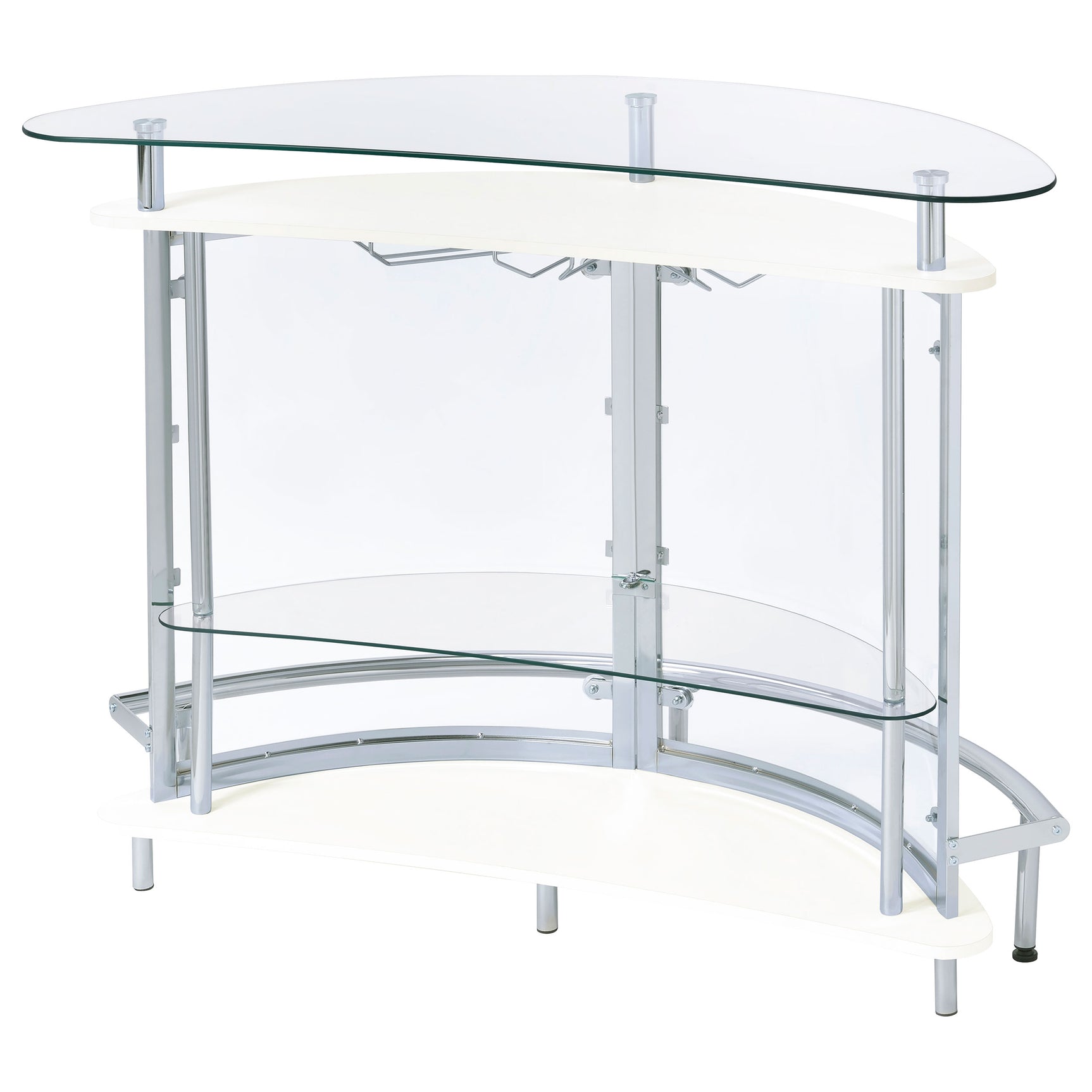 Amarillo Freestanding Glass Top Home Bar Wine Cabinet White - Tampa Furniture Outlet