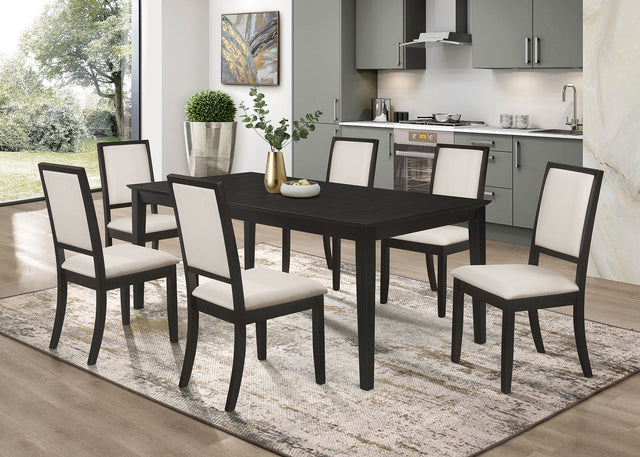 Tampa Furniture Outlet - Coaster - Louise 7-piece Rectangular Extension Leaf Dining Set Black - 101561-S7
