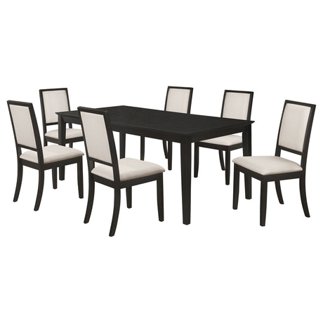 Louise 7-piece Rectangular Extension Leaf Dining Set Black - Tampa Furniture Outlet