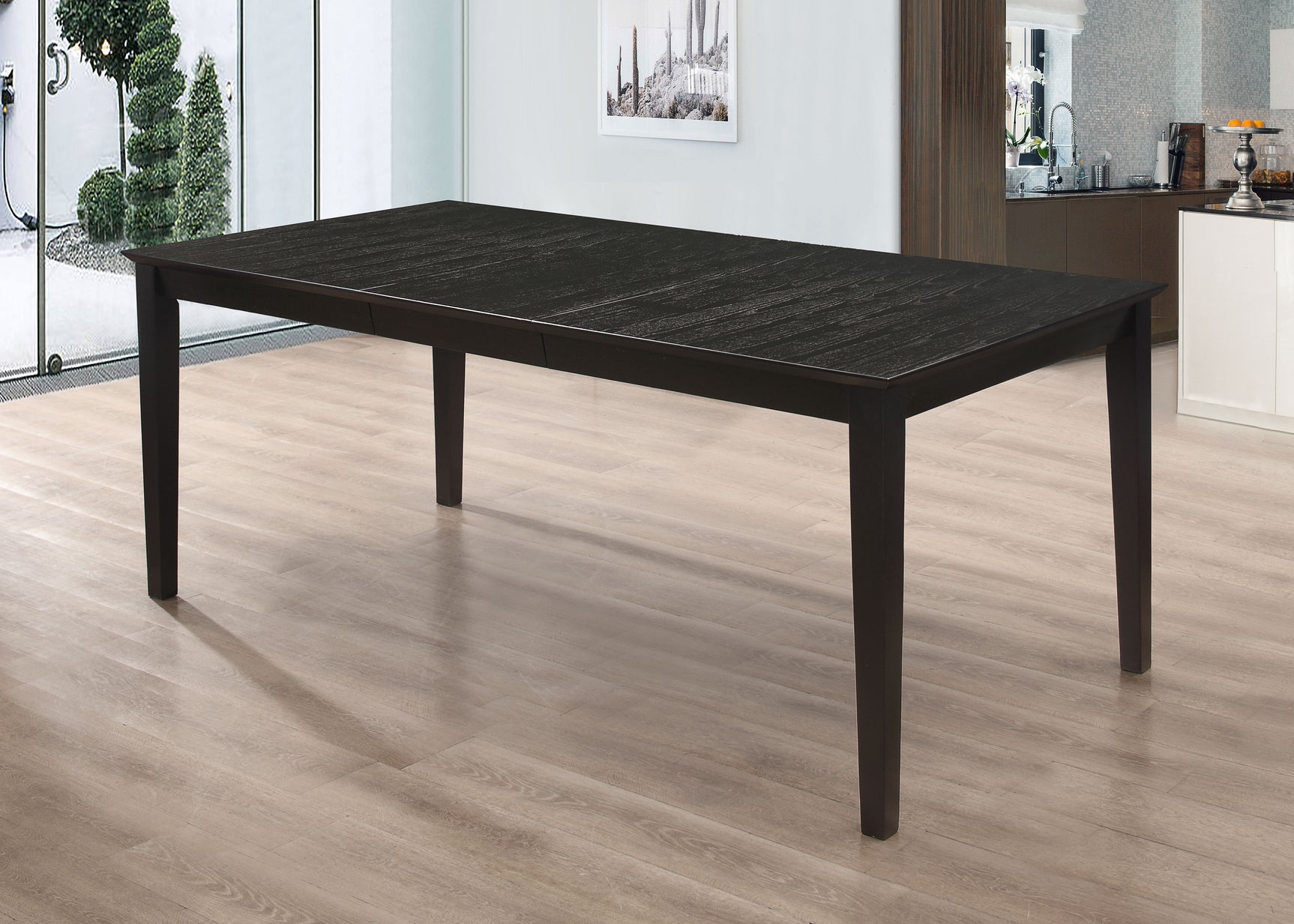 Louise Rectangular 78-inch Extension Leaf Dining Table Black - Tampa Furniture Outlet